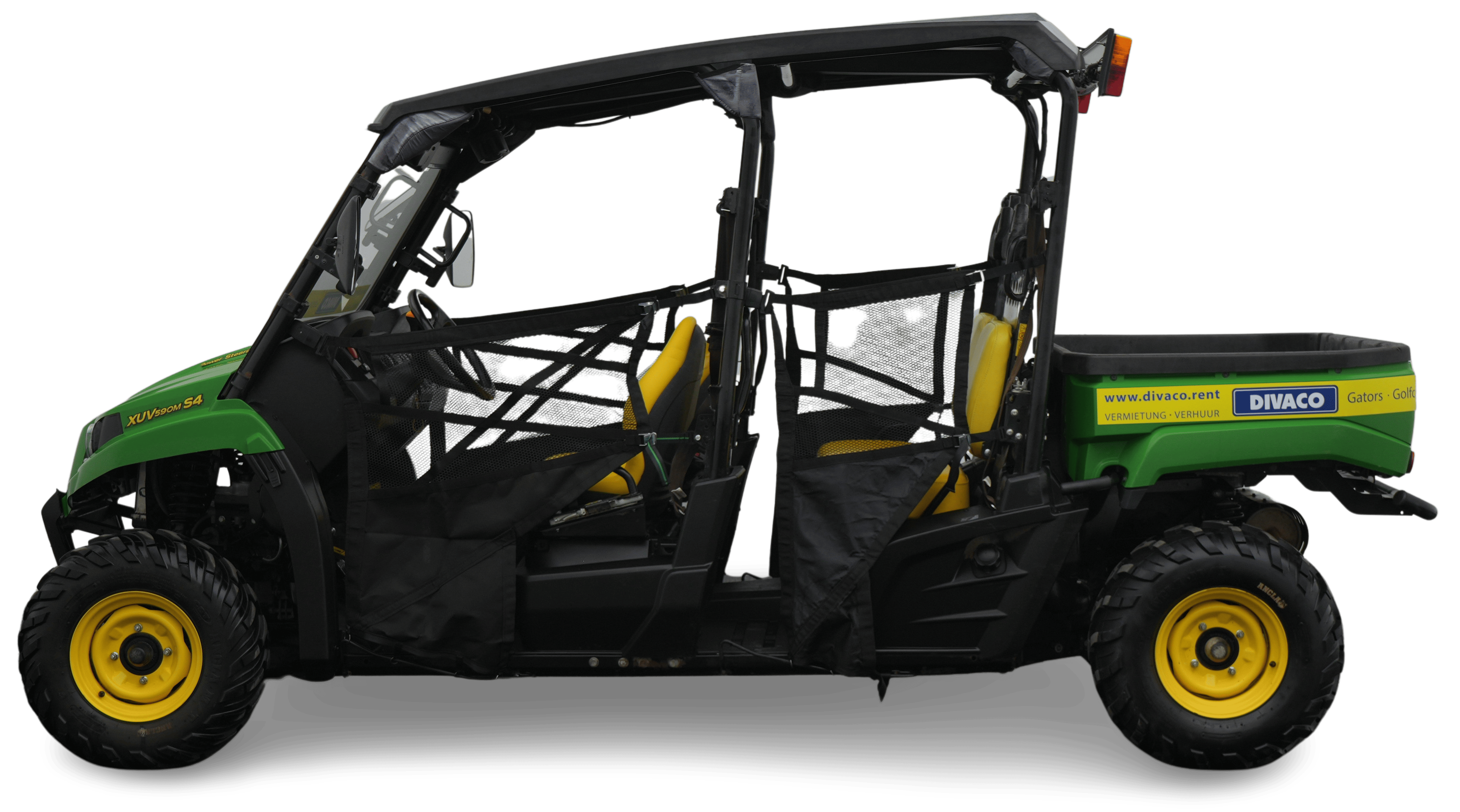 John Deere Gator 4x4 fuel-powered utility vehicle with tow bar and license plate – gator.rent