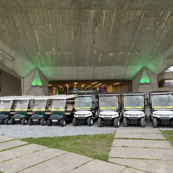 Electric golf carts for 2 to 8 people with cargo beds in different sizes, Gator.rent